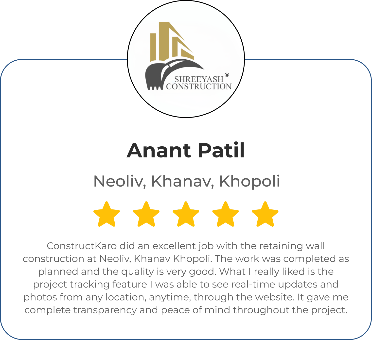 ConstructKaro customer testimonial