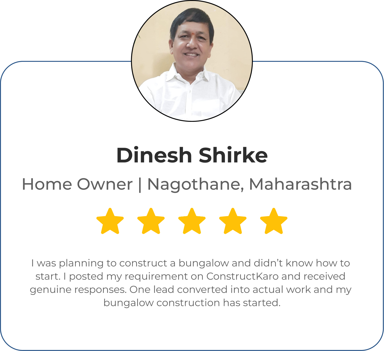 ConstructKaro customer testimonial